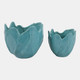 23618-03#S/2 6/8" Flower Shaped Planters, Blue