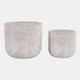 23620-01#S/2 6/8" Floral Embossed Planters, Ivory