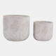 23620-01#S/2 6/8" Floral Embossed Planters, Ivory