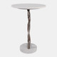 23641#22x16" Swirled Base Accent Table, White/gold Kd