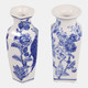 23642#S/2 6x3" Chinoiserie Bud Vases, Blue/white