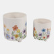 21909-05#S/2 6/8" Wildflowers Footed Planters, Multi