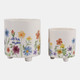 21909-05#S/2 6/8" Wildflowers Footed Planters, Multi