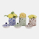 23668#S/3 Cer, 6" Chinoiserie Jar,wht/blu/grn/brwn