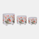 23693#S/3 8/10/12" Wildflowers Footed Planters, Multi