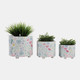 23694#S/3 8/10/12" Spring Flowers Footed Planters, Multi