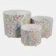23696#S/3 8/10/12" Floral Bouquets Footed Planters,multi