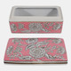23705#8x5" Flower Chinoiserie Box, Pink/white