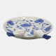 23698-05#10x9" Floral Cinoiserie Bird Bath, Blue/white