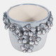 20362-05#6" Floral Applique Planter, Light Blue