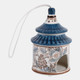 21986-03#7x5" Chinoiserie Pagoda Bird House Blue/white