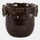 20245-05#6" Leaf Applique Planter Dark Brown
