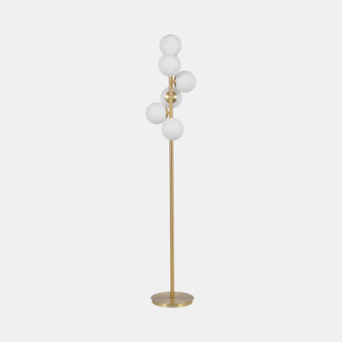 Glass 72" Frosted Globe Floor Lamp, Gold | Sagebrook Home