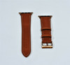42/44mm Brown Leather Apple Watch Band With Gold Hardware **Open Box**