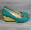 Naturalizer Teal Croc Embossed Faux Leather Espadrilles Women's Size 8.5M
