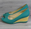 Naturalizer Teal Croc Embossed Faux Leather Espadrilles Women's Size 8.5M