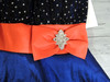 SUGAR Mini Dress - Royal Blue, Black Lace Overlay Top, Red Sash, Brooch - Medium