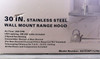 Winflo 30" Stainless Steel Wall-Mounted Range Hood  631T/XP11(75)   NEW