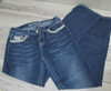 Sexy Couture Blue Denim Jeans, Flare leg, Pocket Bling, Studded - Women's 11