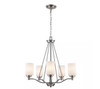 Monteaux 5 Light Chandelier, Brushed Nickel, Frosted Glass 70525 *NEW, Open Box*