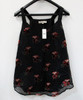 LOFT Black Tank w/ Blue Velvet Polka Dot & Red Floral Overlay Women's L *NEW*