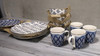 Elle Decor Lucette 16pc. Porcelain Dinnerware Set in Blue/White   NEW