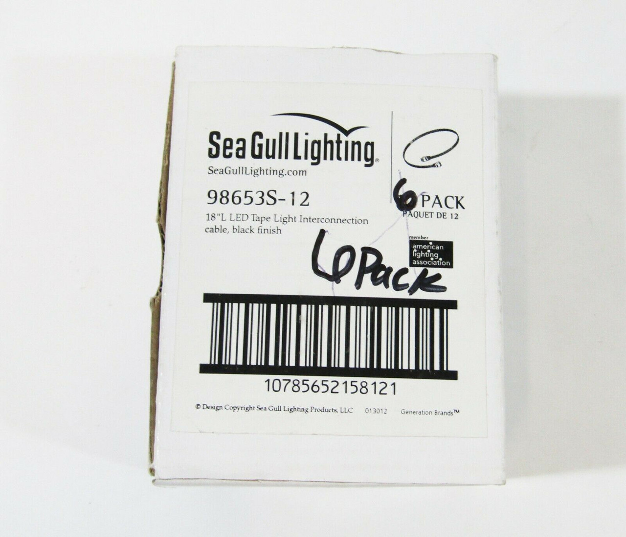Details about   New Sea Gull Lighting 98653S-12 LED 18" Tape Light Interconnection Black 12 