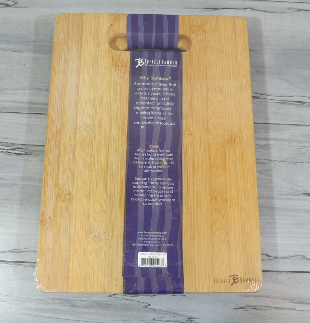 3-Piece Bamboo Cutting Board Set, 13 x 9-1/2, 11 x 8-1/2 and 8 x 6