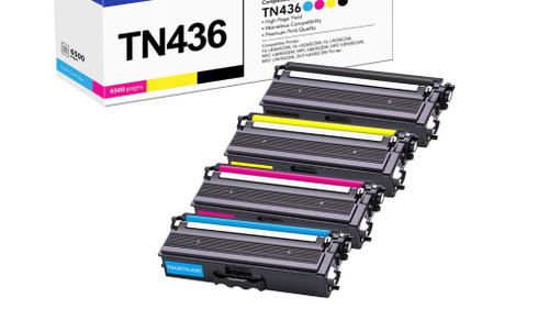 Brother COMPATIBLE TN-436 Super High Yield Toner Cartridge 4 Pack Set *NEW, Open Box*