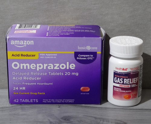 Health A2Z Gas Relief, 120 Count & Amazon Omeprazole, 42 Count EXP: 2025 *NEW*