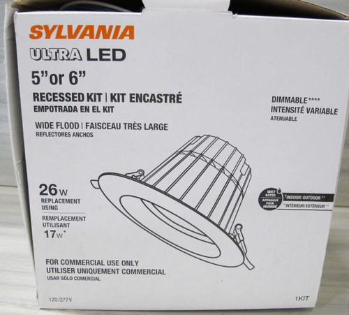 Sylvania Ultra LED 5" or 6" Recessed Kit Wide Flood Dimmable 3000k 26w *Open Box