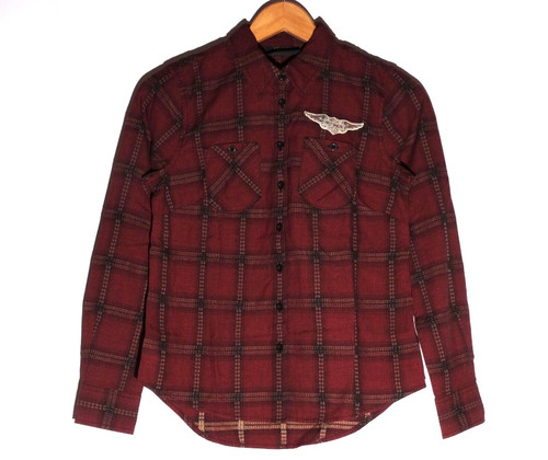 Harley-Davidson Red Plaid Button Up Long Sleeve Women's Size XS Petite *NEW*