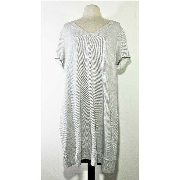 Adyson Parker Women's Gray Striped Short Sleeve Maxi Dress Size 3X **NWT**