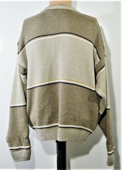 Claiborne Beige & Grey Geometric Patterned Cable Knit Pullover Sweater Men's M