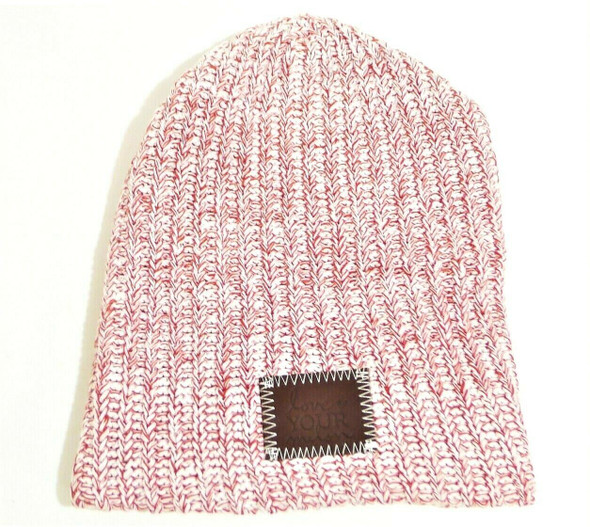 Love Your Melon Red & White Speckled Beanie w/ Leather Logo Patch OSFM *NEW* Love Your Melon Red & White Speckled Beanie w/ Leather Logo Patch OSFM *NEW*