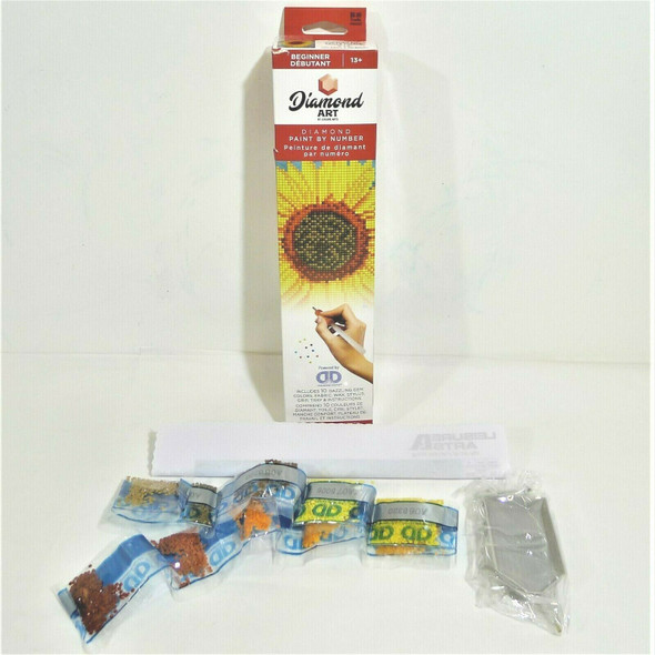 Leisure Arts Diamond Art Beginner Kit 8"X8" Sunflower *NEW, Ripped Box*