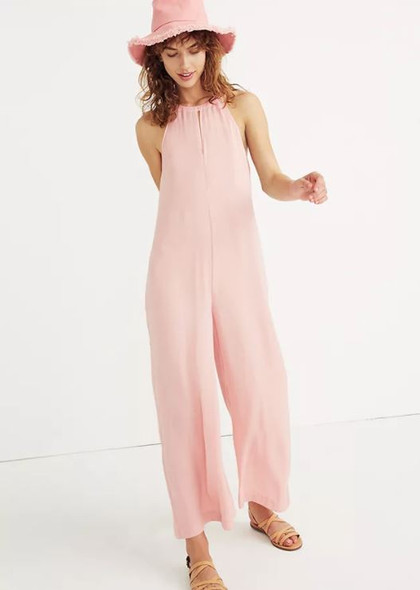 Madewell Keyhole Wide Leg Sleeveless Jumpsuit in Pink Icing Size XS *NWT* J3158