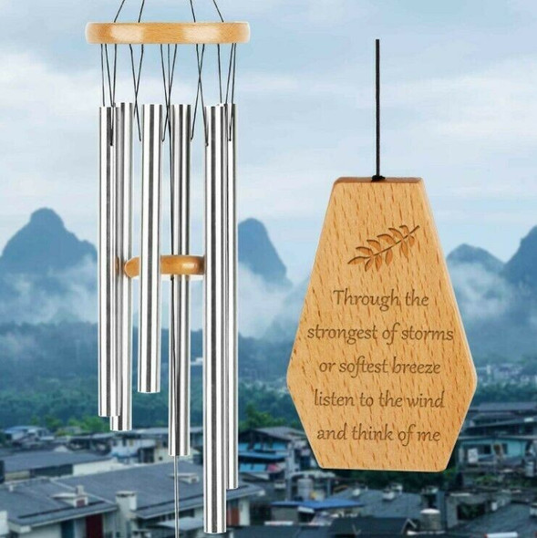 Sympathy/Memorial Wind Chimes with 6 Metal Tubes *NEW, Open Box*