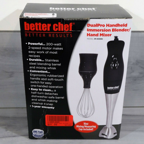 Better Chef DualPro Handheld Immersion Blender/Hand Mixer *NEW, Open Box*
