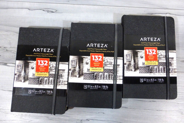 3-Pack Arteza 132 Page Sketchbook 5.1" x 8.3" *New
