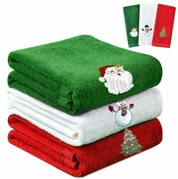 3pc Verve Christmas Hand Towels & Knit Slipper Socks *NEW*