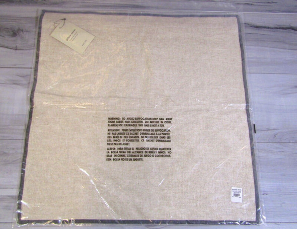 West Elm Flax Linen 20" X 20" Pillow Cover (Tan w/ Grey Trim) NEW