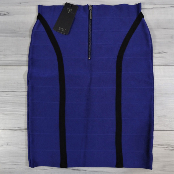 GUESS Boho Blue Ottoman Stitch Mirage Pencil Skirt Size M *NEW*