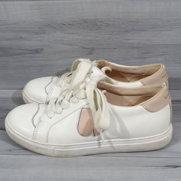 Kate Spade New York Fez Pink & White Faux Leather Sneakers Women's Size 6B