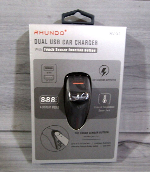 Rhundo RV-31 Dual Port Multi-function USB Car Charger w/ Touch Sensor *New