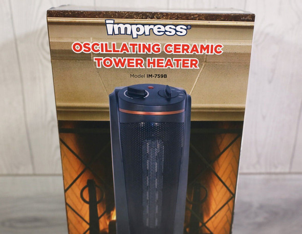 Impress Oscillating Ceramic Tower Space Heater in Black IM-759B  NEW
