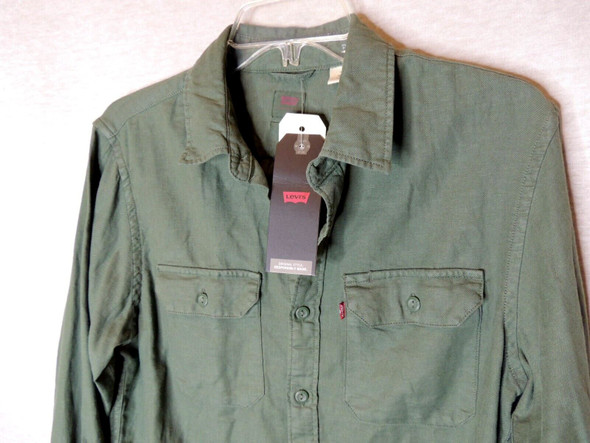 Levi's Soft Twill Work Shirt - Green Cotton/Hemp XS - Flap Pockets *New w/ tags