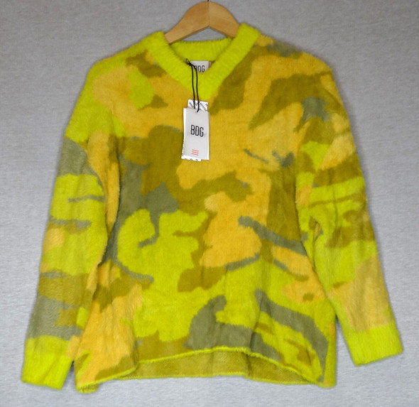 Urban Outfitters BDG Fuzzy Sweater Neon Yellow Mottle Women's XS-TP *NEW*