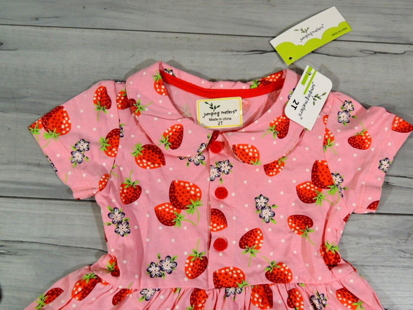 JUMPING METERS Toddler Girls Pink Dress - Strawberries  Size 2T * New