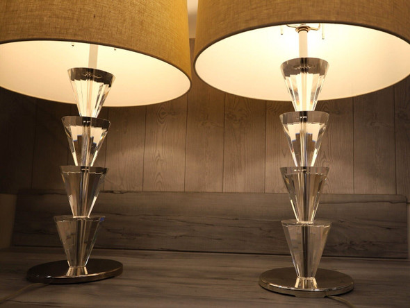 Mid-Century Modern Style Crystal Table Lamp - Pair  LOCAL PICKUP ONLY, AUSTIN TX